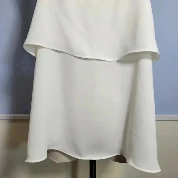 Naked Zebra Small Bright White Strappy Spaghetti Criss Cross Ruffle Layered Tank - Picture 3 of 10